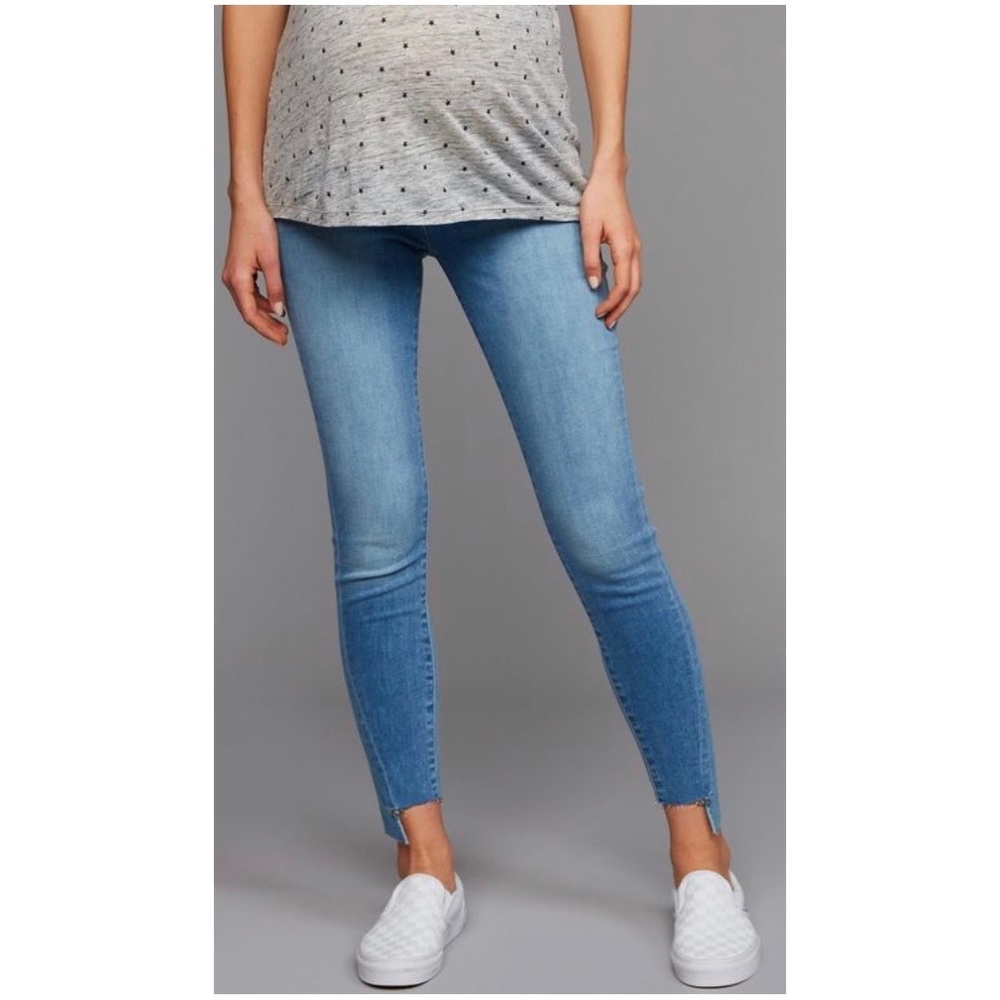 7 for All Mankind maternity skinny jeans raw hem